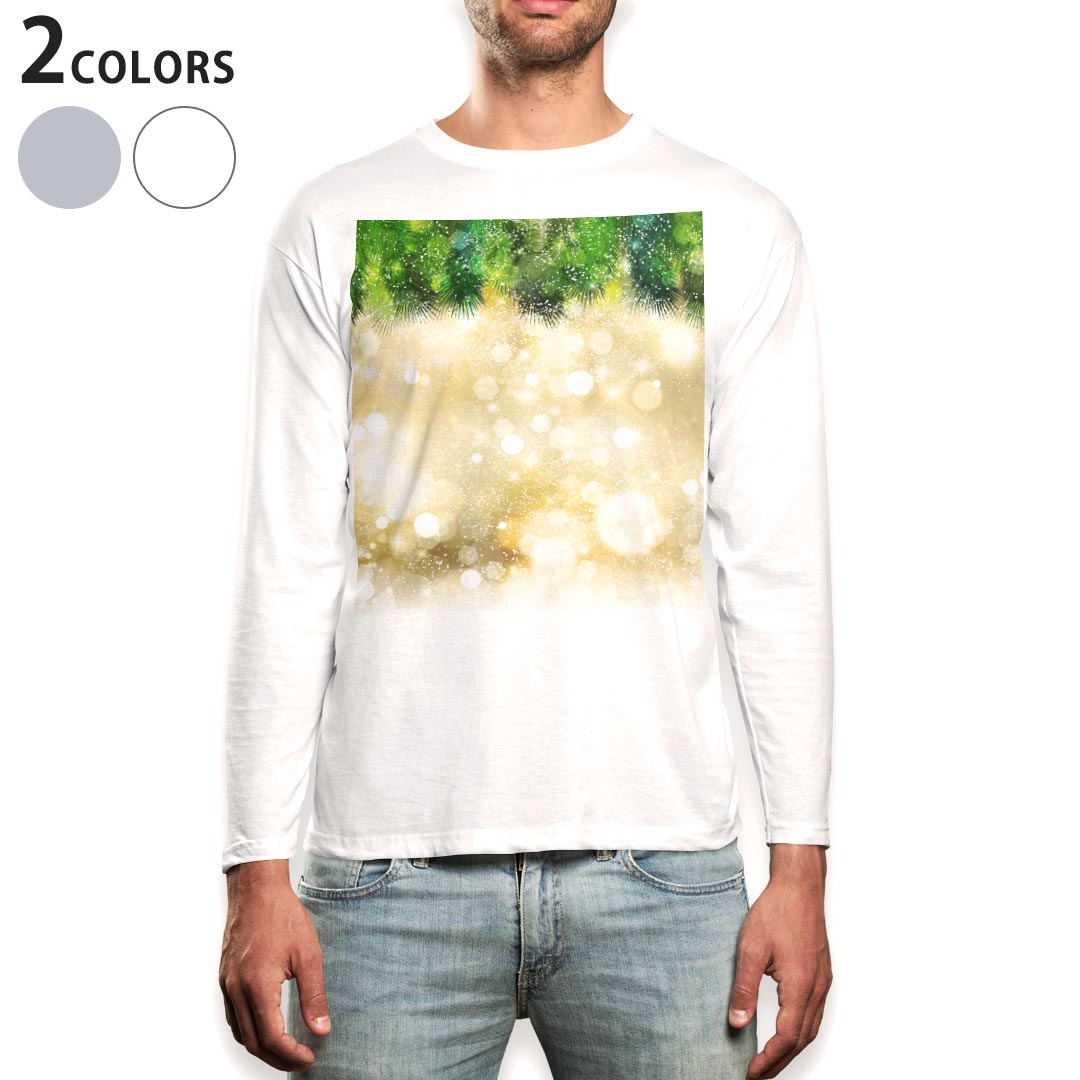楽天kabeコレロング tシャツ メンズ 長袖 ホワイト グレー デザイン XS S M L XL 2XL Tシャツ ティーシャツ T shirt long sleeve 012815 キラキラ　植物
