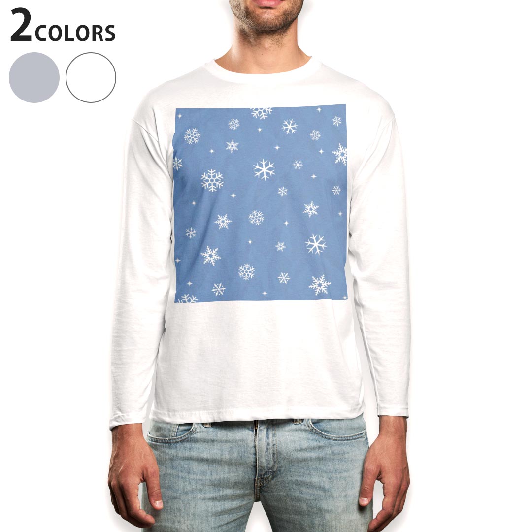 Other - ロング tシャツ メンズ 長袖 ホワイト グレー デザイン XS S M L XL 2XL Tシャツ ティーシャツ T shirt long sleeve 012840 雪　結晶　冬