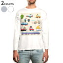ロング tシャツ メンズ 長袖 ホワイト グレー デザイン XS S M L XL 2XL Tシャツ ティーシャツ T shirt long sleeve 013198 乗り物 自転車 車