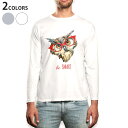 ロング tシャツ メンズ 長袖 ホワイト グレー デザイン XS S M L XL 2XL Tシャツ ティーシャツ T shirt long sleeve 013424 ふくろう とり めがね(4)