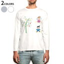 ロング tシャツ メンズ 長袖 ホワイト グレー デザイン XS S M L XL 2XL Tシャツ ティーシャツ T shirt long sleeve 013438 七夕 イベント 笹