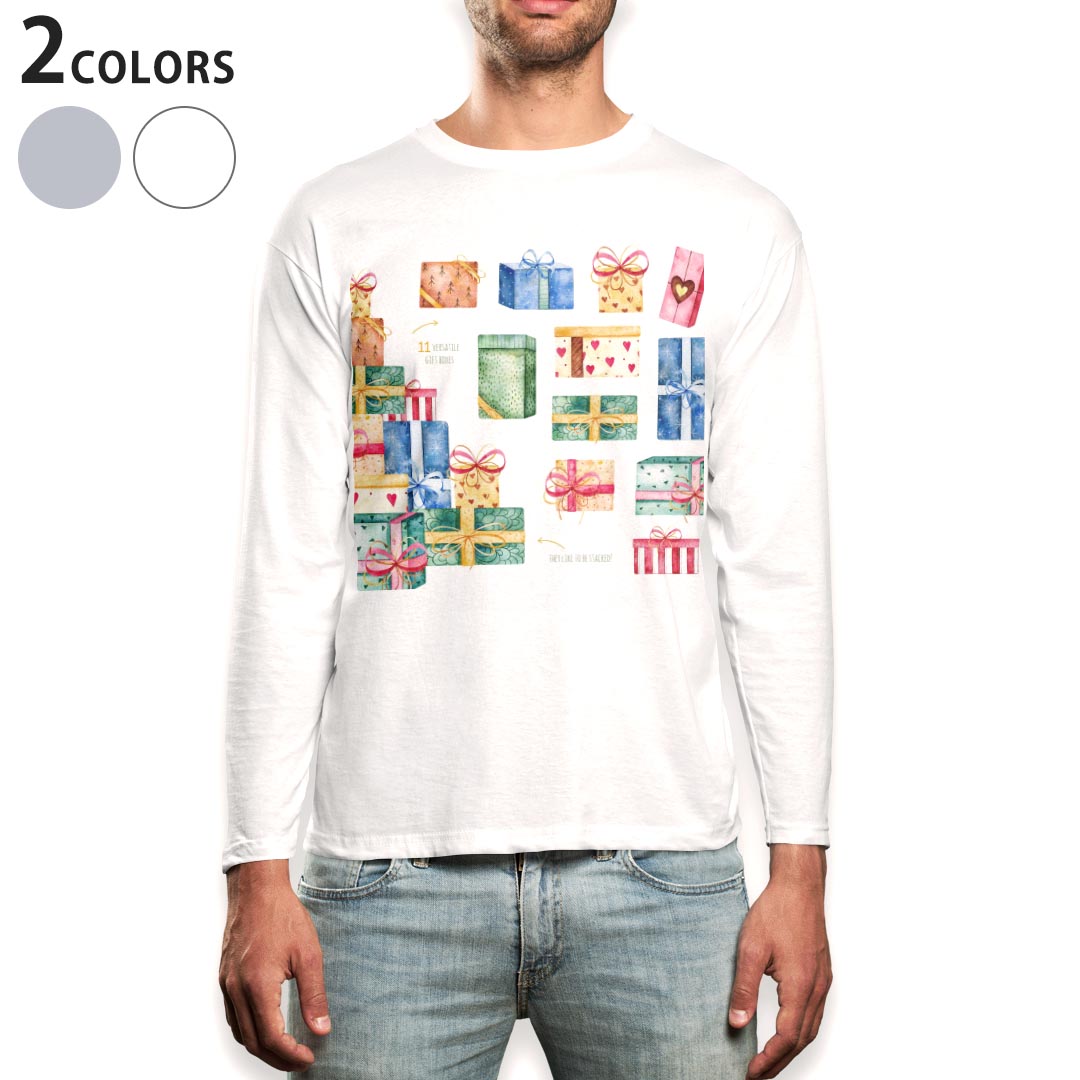ロングtシャツメンズ長袖ホワイトグ...