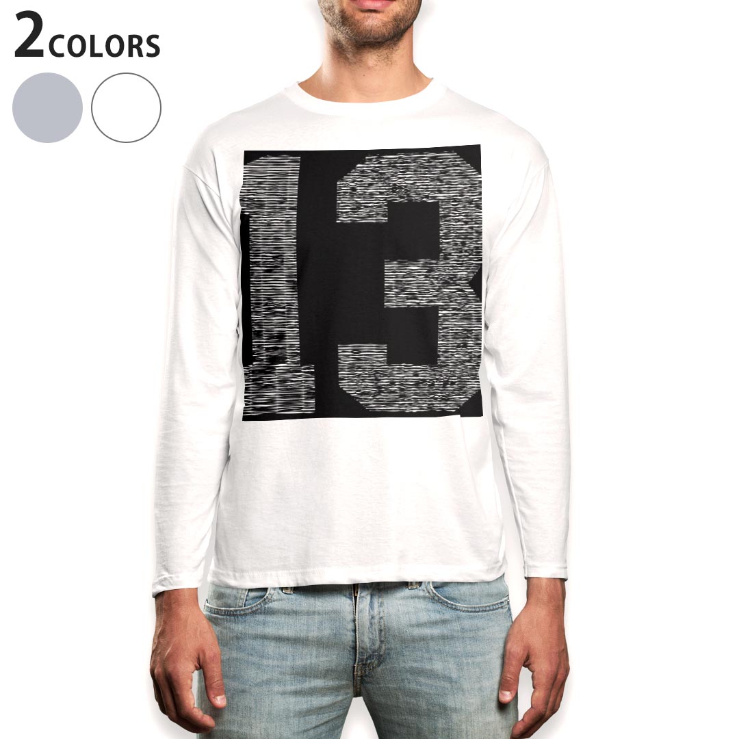 ロング tシャツ メンズ 長袖 ホワイト グレー デザイン XS S M L XL 2XL Tシャツ ティーシャツ T shirt long sleeve 013612 文字 数字 ゼブラ風