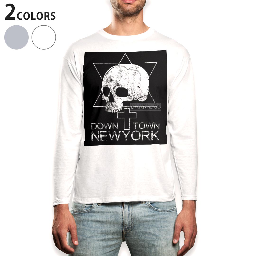 ロング tシャツ メンズ 長袖 ホワイト グレー デザイン XS S M L XL 2XL Tシャツ ティーシャツ T shirt..