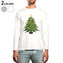 ロング tシャツ メンズ 長袖 ホワイト グレー デザイン XS S M L XL 2XL Tシャツ ティーシャツ T shirt long sleeve 013724 クリスマス ツリー