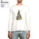 ロング tシャツ メンズ 長袖 ホワイト グレー デザイン XS S M L XL 2XL Tシャツ ティーシャツ T shirt long sleeve 013727 クリスマス ツリー