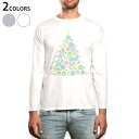 ロング tシャツ メンズ 長袖 ホワイト グレー デザイン XS S M L XL 2XL Tシャツ ティーシャツ T shirt long sleeve 013771 クリスマス ツリー カラフル