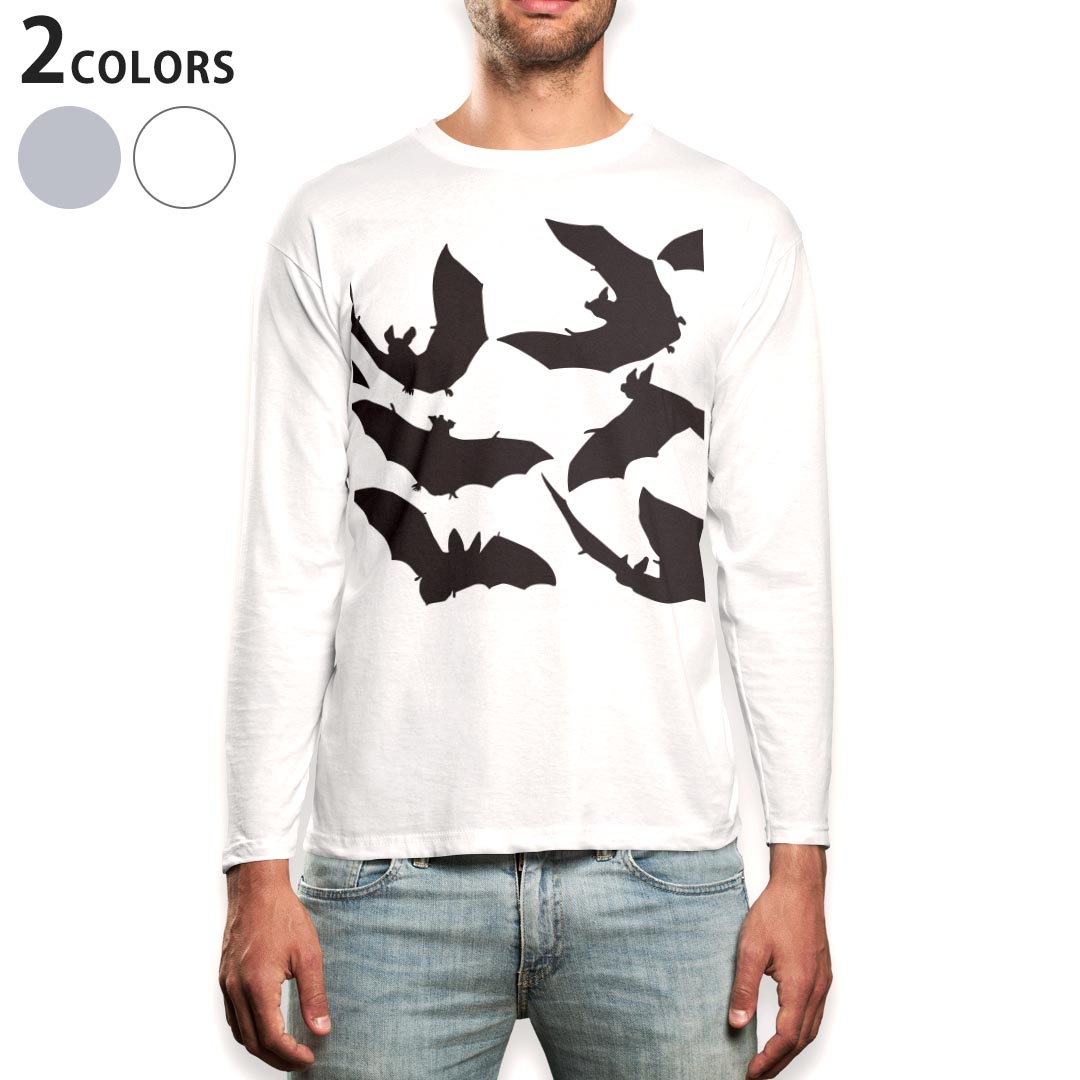 ロングtシャツメンズ長袖ホワイトグ...
