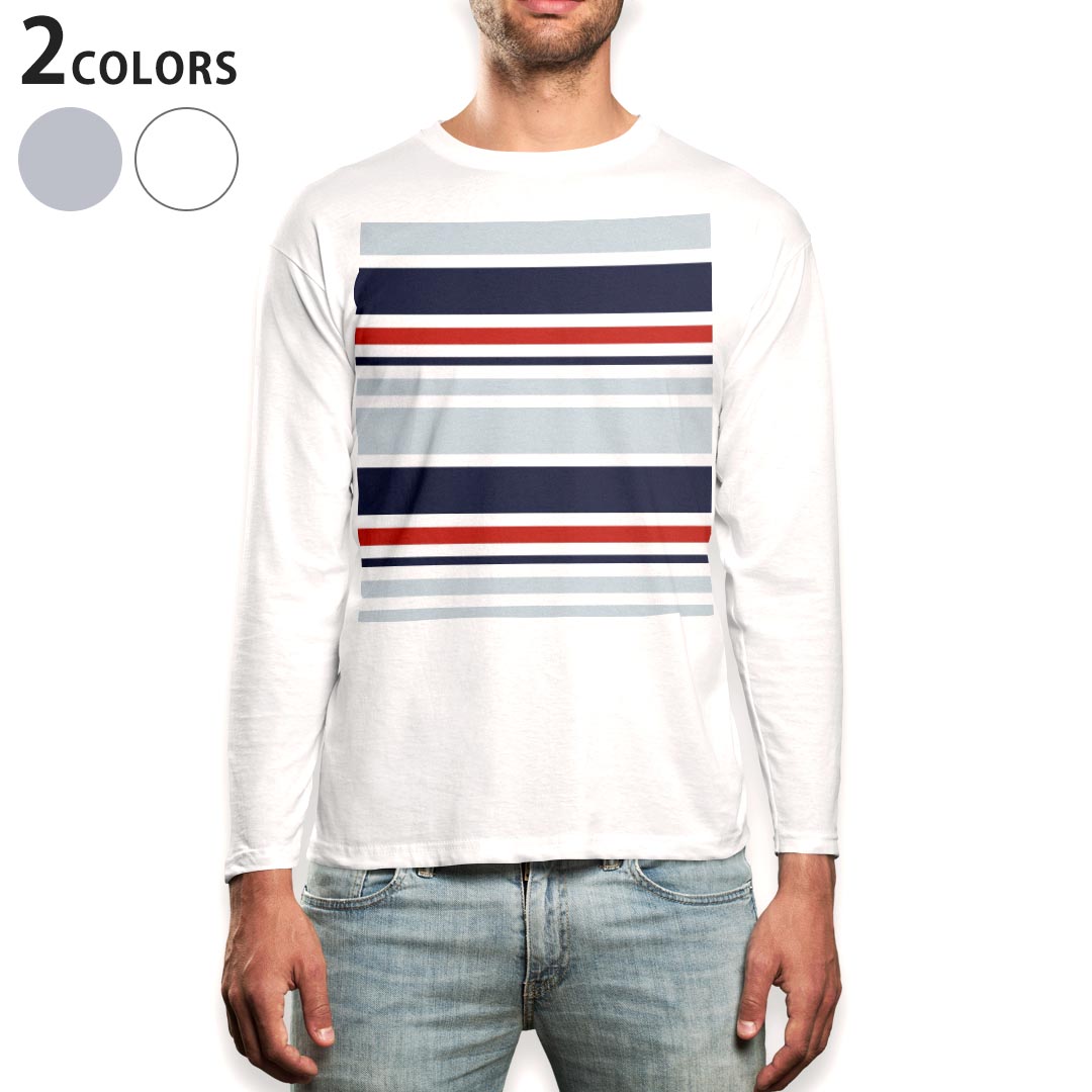 PORTER - ロング tシャツ メンズ 長袖 ホワイト グレー デザイン XS S M L XL 2XL Tシャツ ティーシャツ T shirt long sleeve 013905 ボーダー　模様