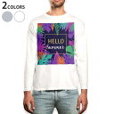 ロング tシャツ メンズ 長袖 ホワイト グレー デザイン XS S M L XL 2XL Tシャツ ティーシャツ T shirt long sleeve 013911 夏 トロピカル リーフ