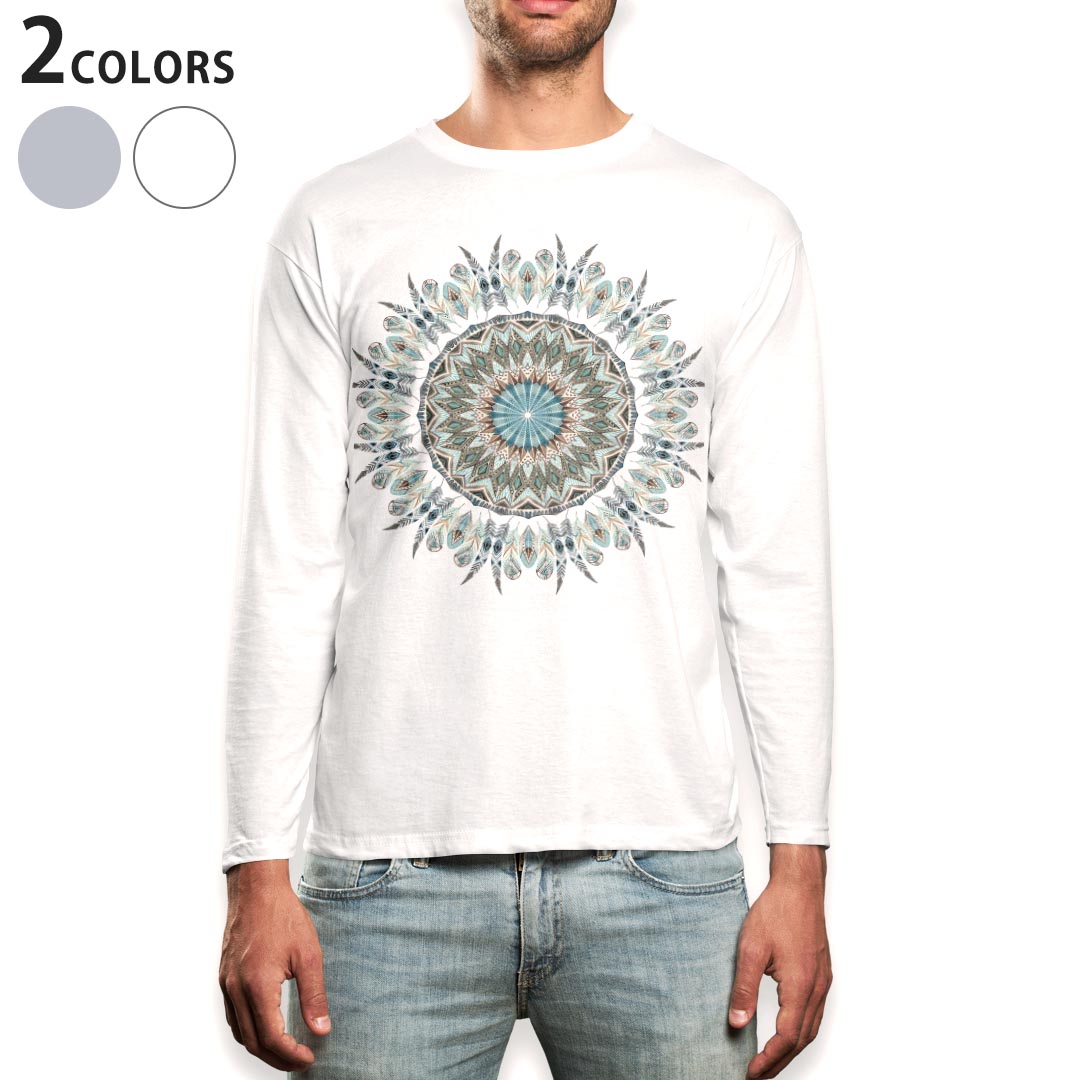 ロング tシャツ メンズ 長袖 ホワイト グレー デザイン XS S M L XL 2XL Tシャツ ティーシャツ T shirt long sleeve 014014 模様 ユニーク