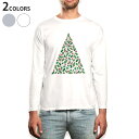 ロング tシャツ メンズ 長袖 ホワイト グレー デザイン XS S M L XL 2XL Tシャツ ティーシャツ T shirt long sleeve 014425 クリスマス ツリー