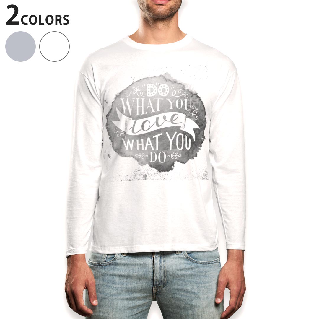 ロング tシャツ メンズ 長袖 ホワイト グレー デザイン XS S M L XL 2XL Tシャツ ティーシャツ T shirt long sleeve 014446 英語 メッセージ レトロ