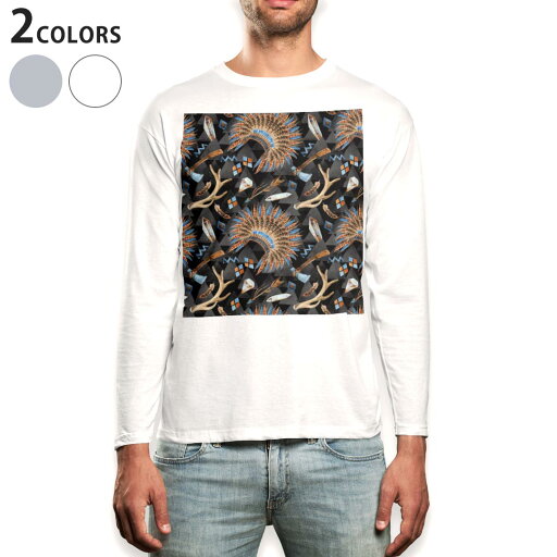 ロング tシャツ メンズ 長袖 ホワイト グレー デザイン XS S M L XL 2XL Tシャツ ティーシャツ T shirt long sleeve 014541 模様 インディアン ロング tシャツ メンズ 長袖 ホワイト グレー デザイン XS S M L XL 2XL Tシャツ ティーシャツ T shirt long sleeve 014541 模様 インディアン