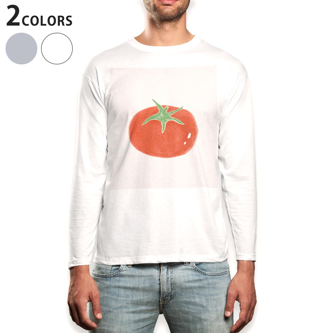 楽天kabeコレロング tシャツ メンズ 長袖 ホワイト グレー デザイン XS S M L XL 2XL Tシャツ ティーシャツ T shirt long sleeve 014683 トマト　野菜
