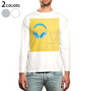ロング tシャツ メンズ 長袖 ホワイト グレー デザイン XS S M L XL 2XL Tシャツ ティーシャツ T shirt long sleeve 014884 ヘッドホン 音楽 黄色 イエロー