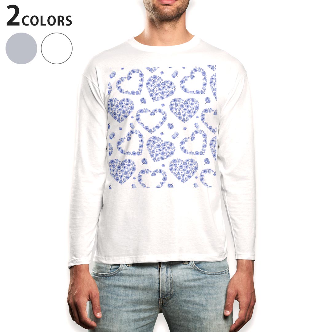 Other - ロング tシャツ メンズ 長袖 ホワイト グレー デザイン XS S M L XL 2XL Tシャツ ティーシャツ T shirt long sleeve 014892 花　花びら　紫　ハート