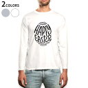 ロング tシャツ メンズ 長袖 ホワイト グレー デザイン XS S M L XL 2XL Tシャツ ティーシャツ T shirt long sleeve 015346 イースター たまご とり モノクロ
