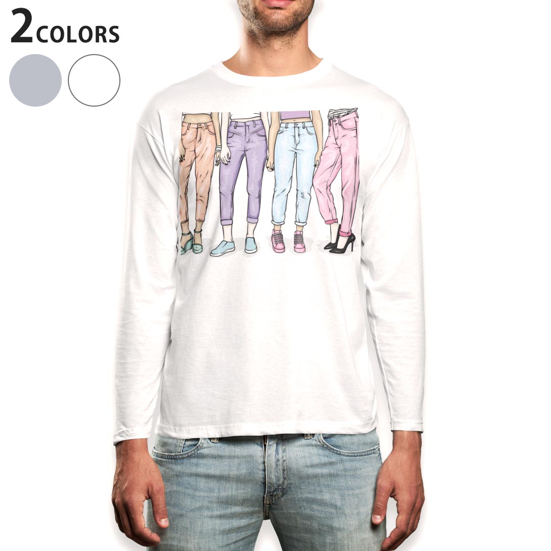 ロング tシャツ メンズ 長袖 ホワイト グレー デザイン XS S M L XL 2XL Tシャツ ティーシャツ T shirt long sleeve 015674 ジーンズ　スキニー　ファッション