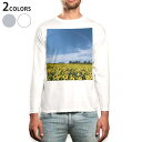 ロング tシャツ メンズ 長袖 ホワイト グレー デザイン XS S M L XL 2XL Tシャツ ティーシャツ T shirt long sleeve 015740 ひまわり 花 景色 写真