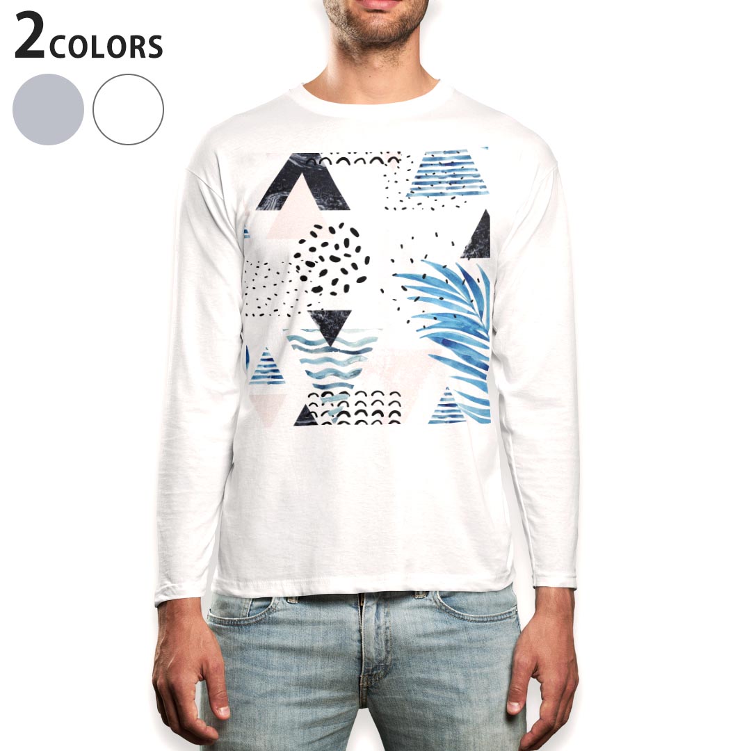 Necked Turtle - ロング tシャツ メンズ 長袖 ホワイト グレー デザイン XS S M L XL 2XL Tシャツ ティーシャツ T shirt long sleeve 015974 模様　夏　summer