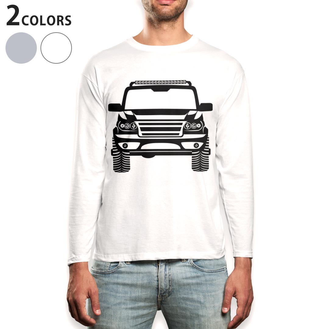 Rakuten - ロング tシャツ メンズ 長袖 ホワイト グレー デザイン XS S M L XL 2XL Tシャツ ティーシャツ T shirt long sleeve 016219 車　モノクロ