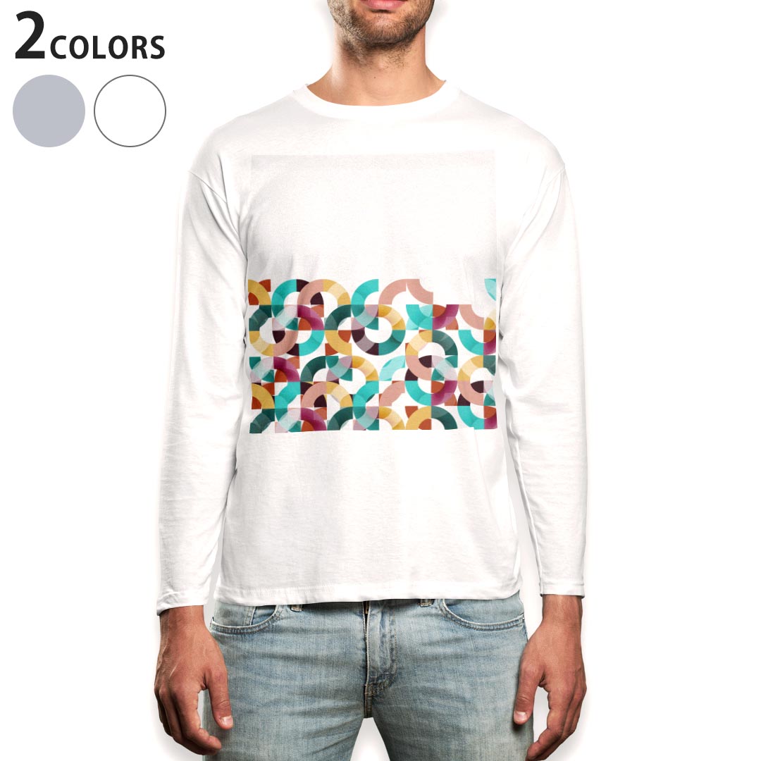 Other - ロング tシャツ メンズ 長袖 ホワイト グレー デザイン XS S M L XL 2XL Tシャツ ティーシャツ T shirt long sleeve 016292 カラフル　わっか