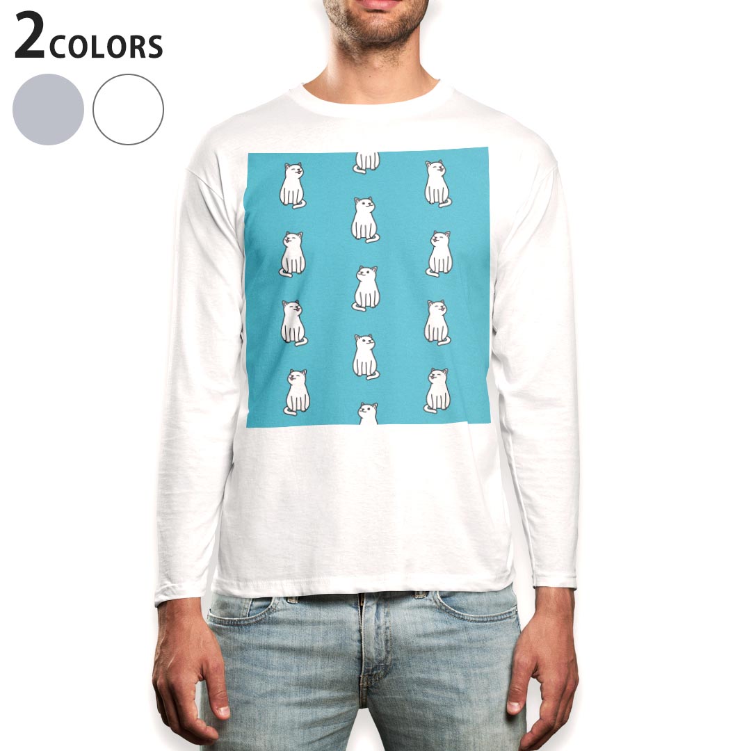 Other - ロング tシャツ メンズ 長袖 ホワイト グレー デザイン XS S M L XL 2XL Tシャツ ティーシャツ T shirt long sleeve 016443 犬　イラスト　動物