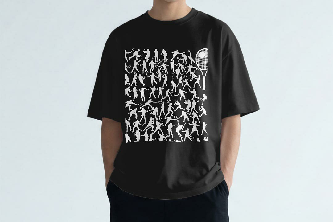 オーバーサイズ Tシャツ メンズ 半袖 ビッグシルエット 大きめ 抜け感 ホワイト グレー デザイン S M L XL 2XL tシャツ ティーシャツ T shirt テニス　イラスト　004831 — vista 2