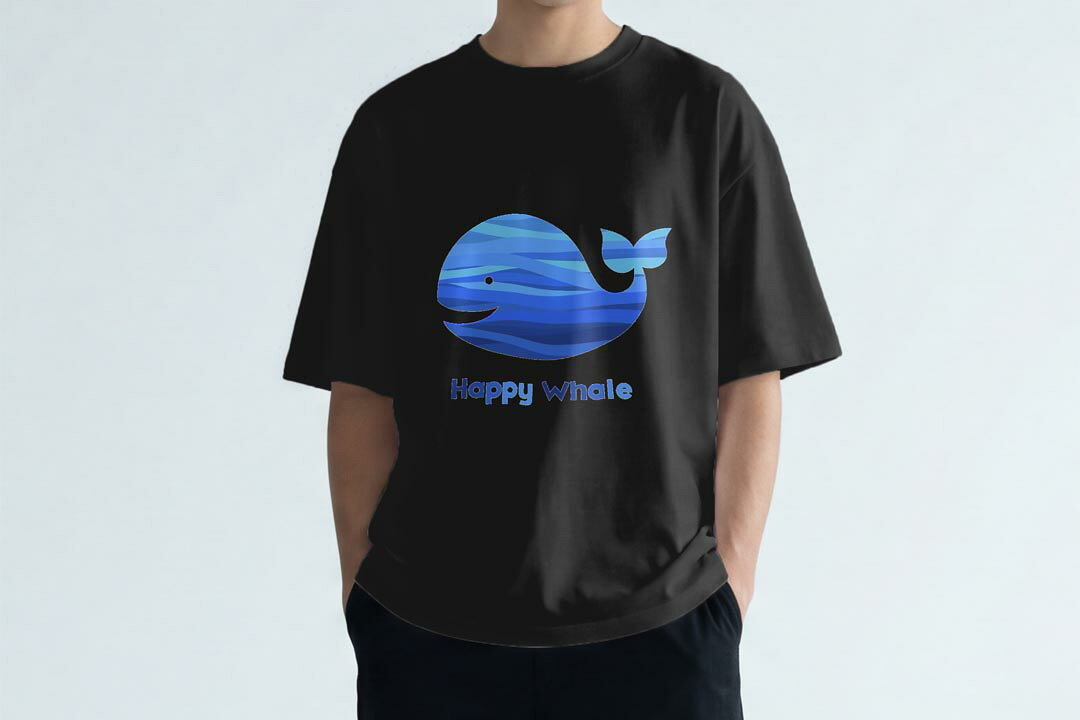 オーバーサイズ Tシャツ メンズ 半袖 ビッグシルエット 大きめ 抜け感 ホワイト グレー デザイン S M L XL 2XL tシャツ ティーシャツ T shirt 海　くじら　青　010957 kabekore-11502011 kabeコレ サンプル画像2