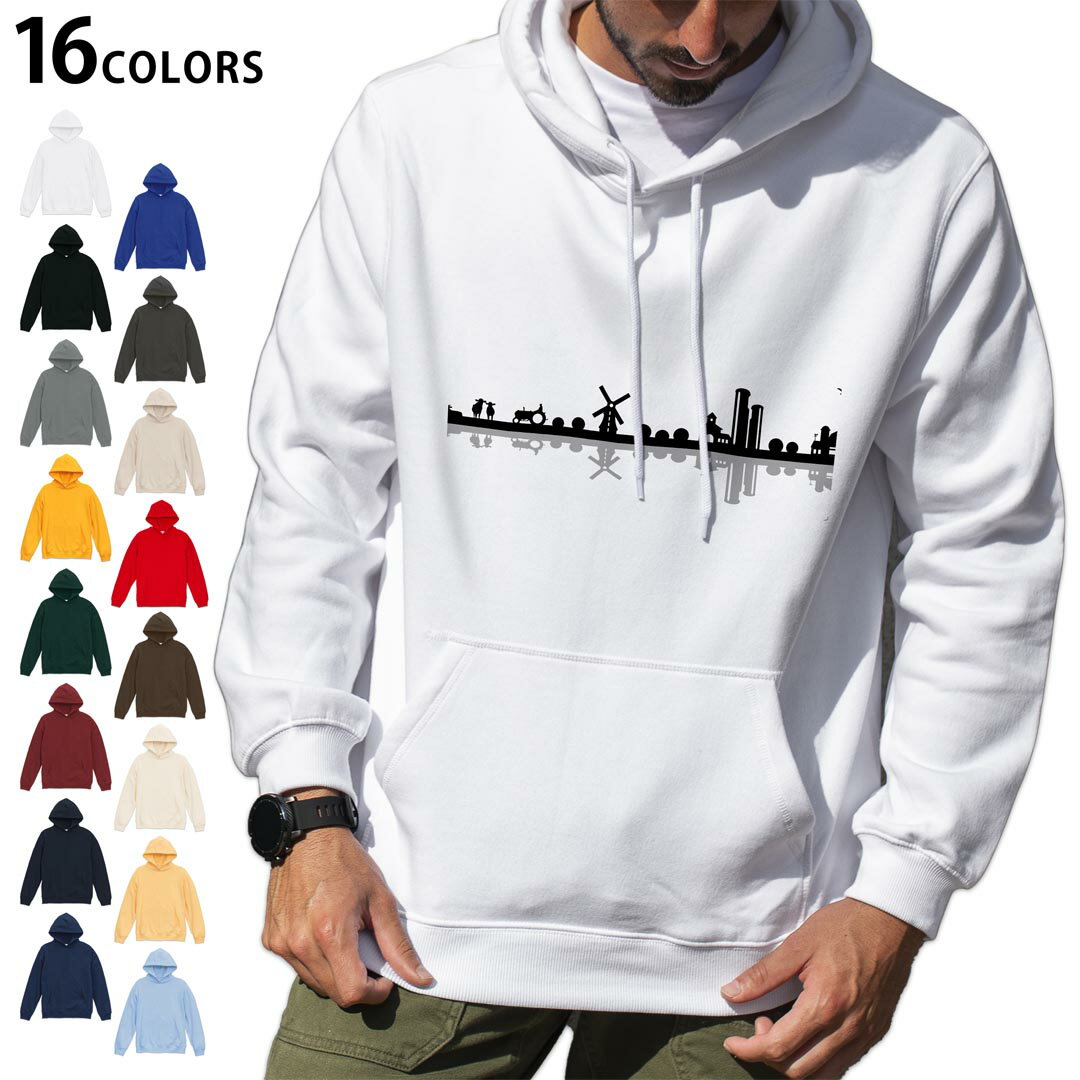 风衣 - 選べる16カラープルオーバー パーカー フーディ メンズ レディース ユニセックス 長袖 デザイン S M L XL 2XL hoodie 010977 風景　海辺　白　黒
