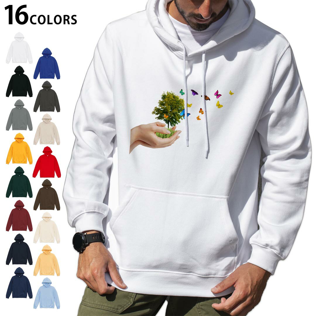 Parka - 選べる16カラープルオーバー パーカー フーディ メンズ レディース ユニセックス 長袖 デザイン S M L XL 2XL hoodie 016170 自然　木　鳥