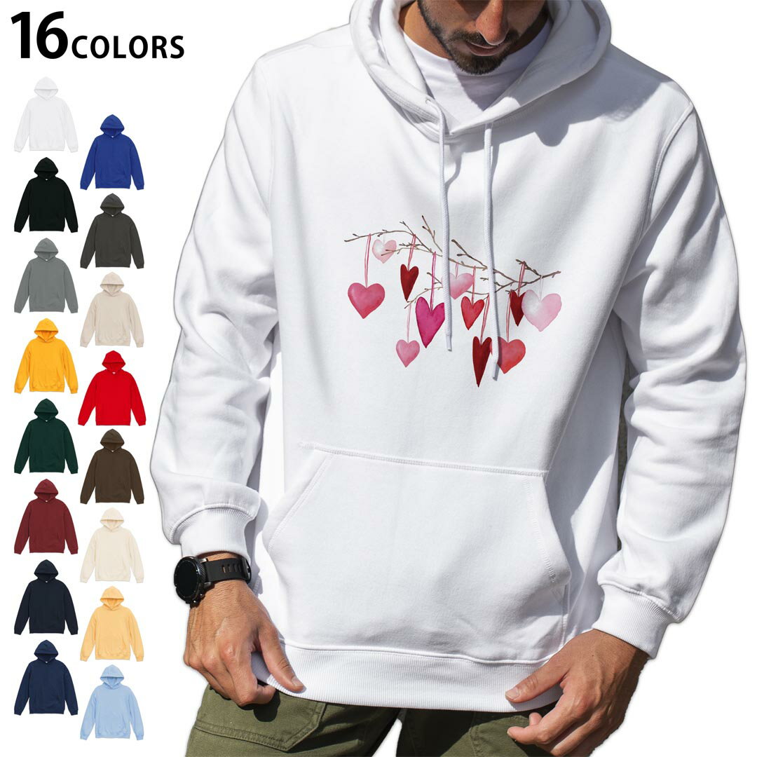 選べる16カラープルオーバー パーカー フーディ メンズ レディース ユニセックス 長袖 デザイン S M L XL 2XL hoodie 031704 ハート 飾り(4.0)