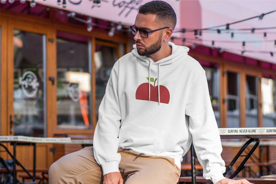選べる14カラーパーカー メンズ レディース ユニセックス 長袖 ホワイト グレー ブラック デザイン S M L XL 2XL sweatshirt　trainer　白　黒　灰色　裏起毛　スウェット 009346 果物　りんご　赤