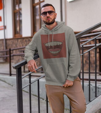 パーカー 男女 メンズ レディース 長袖 ホワイト グレー ブラック デザイン 150 S M L XL 2XL parker hooded sweatshirt フーディ 白 黒 灰色 008104 口 くち 赤 イラスト