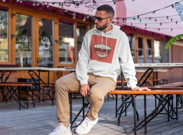 パーカー 男女 メンズ レディース 長袖 ホワイト グレー ブラック デザイン 150 S M L XL 2XL parker hooded sweatshirt フーディ 白 黒 灰色 008104 口 くち 赤 イラスト