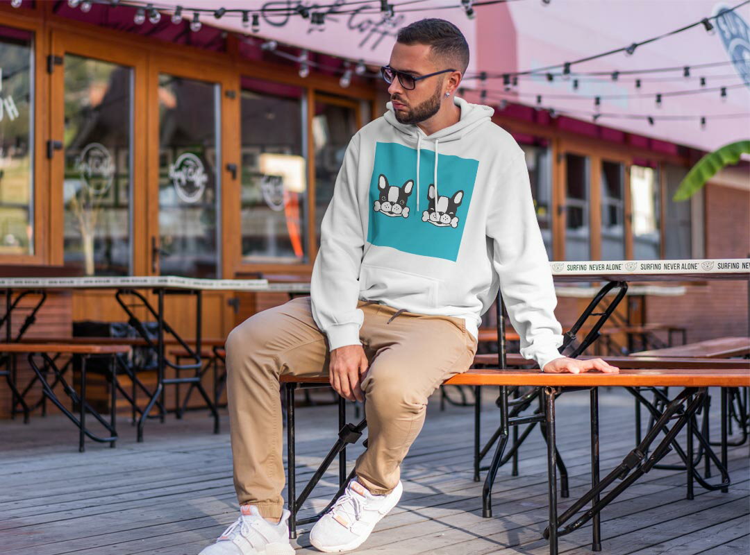 パーカー 男女 メンズ レディース 長袖 ホワイト グレー ブラック デザイン 150 S M L XL 2XL parker hooded sweatshirt フーディ 白　黒　灰色 016449 犬　イラスト　動物