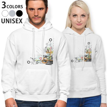 パーカー 男女 メンズ レディース 長袖 ホワイト グレー ブラック デザイン 150 S M L XL 2XL parker hooded sweatshirt フーディ 白 黒 灰色 006186 歯車 カラフル