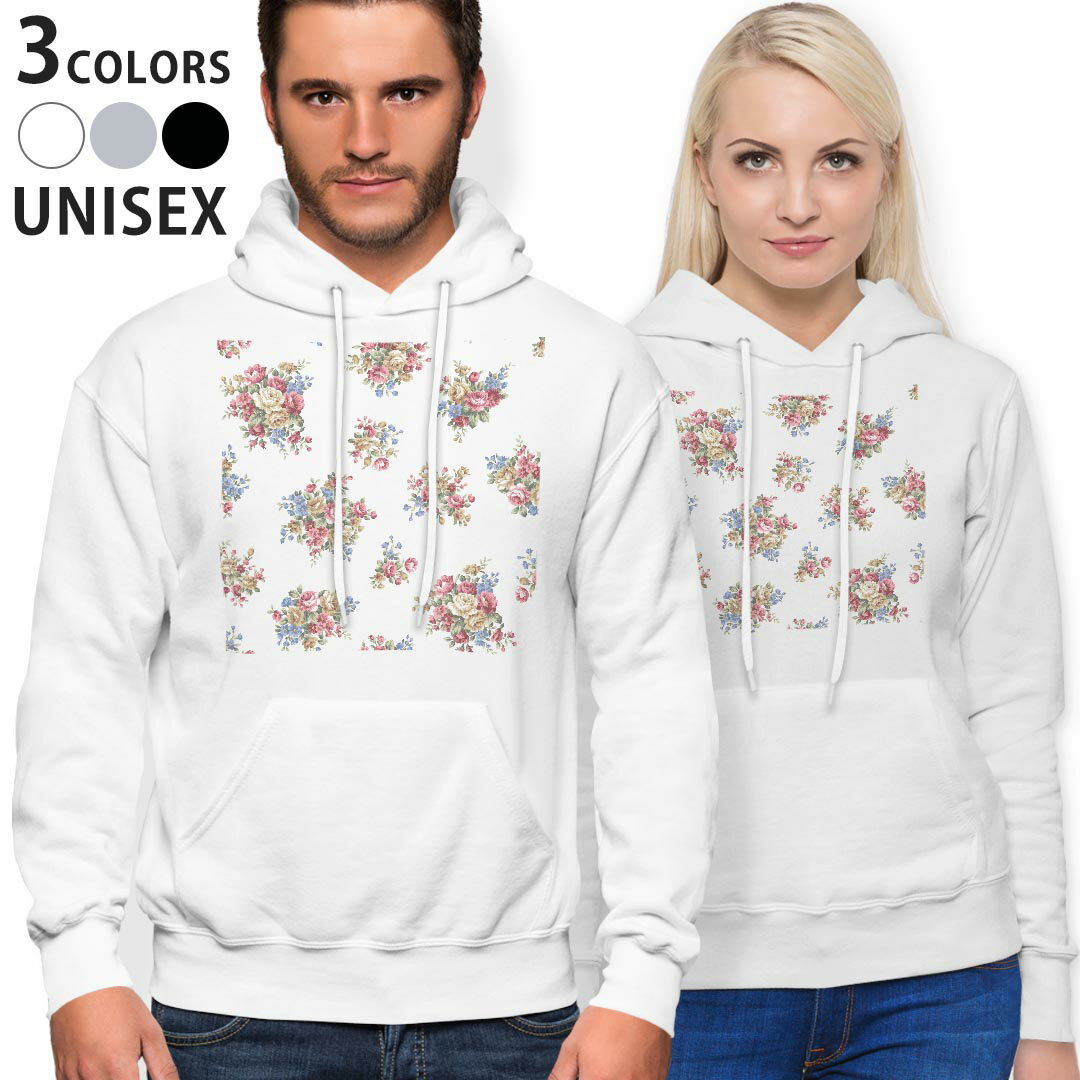 パーカー 男女 メンズ レディース 長袖 ホワイト グレー ブラック デザイン 150 S M L XL 2XL parker hooded sweatshirt フーディ 白　黒　灰色 012441 花柄　花　白