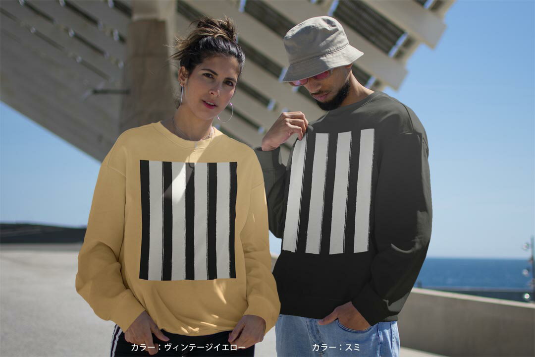 選べる16カラートレーナー メンズ レディース ユニセックス 長袖 デザイン S M L XL 2XL sweatshirt　trainer スウェット 012613 ストライプ　モノトーン　白黒 3