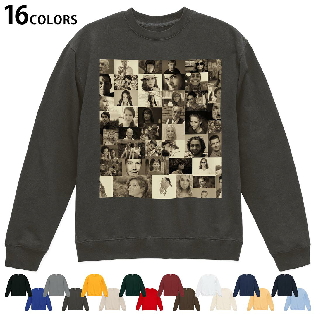選べる16カラートレーナー メンズ レディース ユニセックス 長袖 デザイン S M L XL 2XL sweatshirt trainer スウェット 023674 人物 写真 セピア