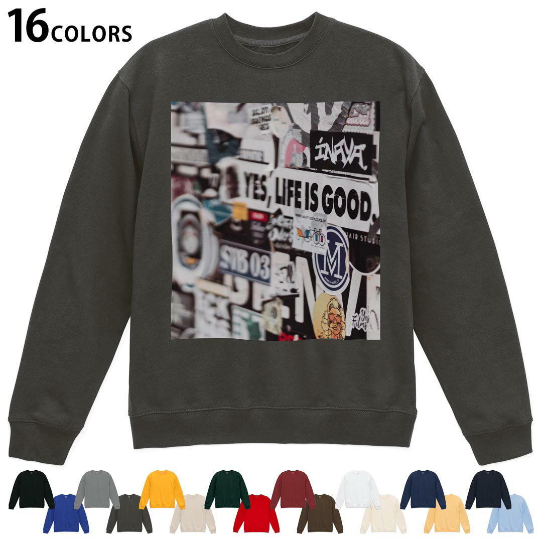 選べる16カラートレーナー メンズ レディース ユニセックス 長袖 デザイン S M L XL 2XL sweatshirt　trainer スウェット 023697 英字..