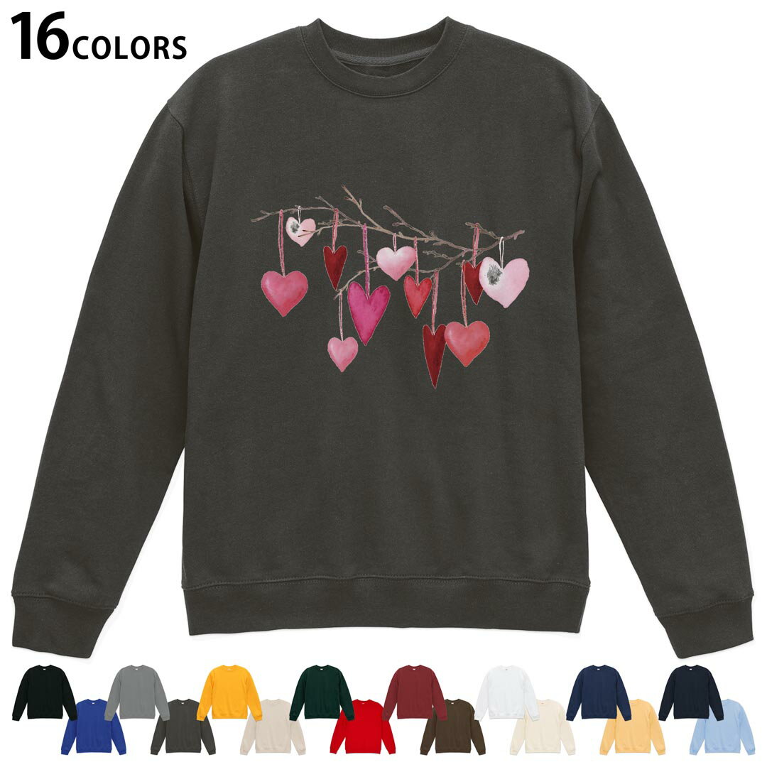 選べる16カラートレーナー メンズ レディース ユニセックス 長袖 デザイン S M L XL 2XL sweatshirt　trainer スウェット 031704 ハート 飾り