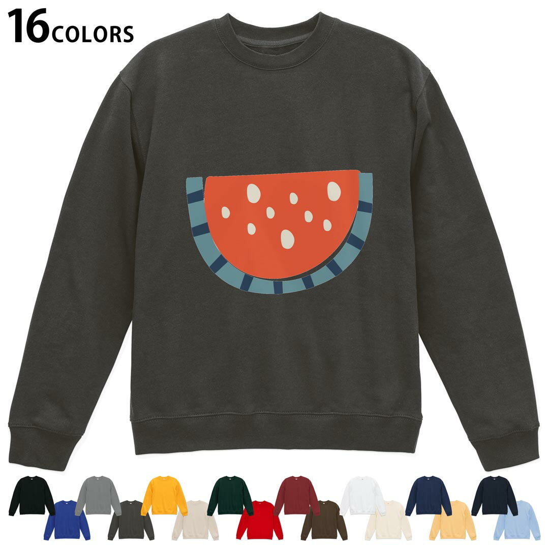 選べる16カラートレーナー メンズ レディース ユニセックス 長袖 デザイン S M L XL 2XL sweatshirt trainer スウェット 032211 スイカ