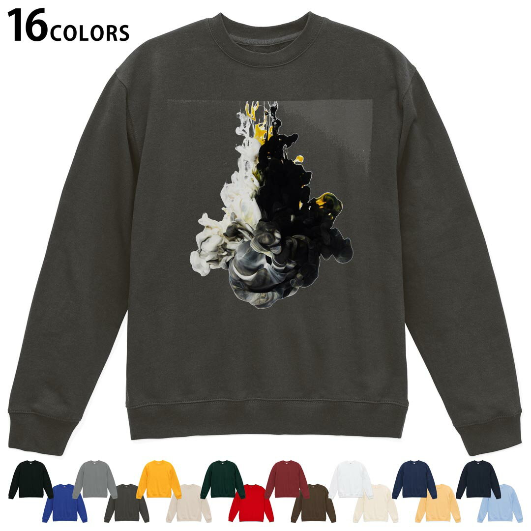 選べる16カラートレーナー メンズ レディース ユニセックス 長袖 デザイン S M L XL 2XL sweatshirt trainer スウェット 036012 水 インク もやもや