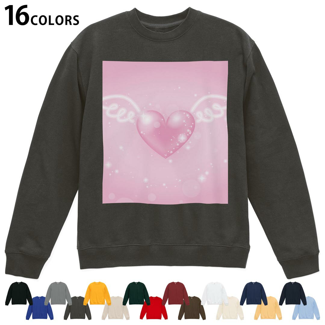 运动裤 - 選べる16カラートレーナー メンズ レディース ユニセックス 長袖 デザイン S M L XL 2XL sweatshirt　trainer スウェット 005260 ハート　羽　ピンク