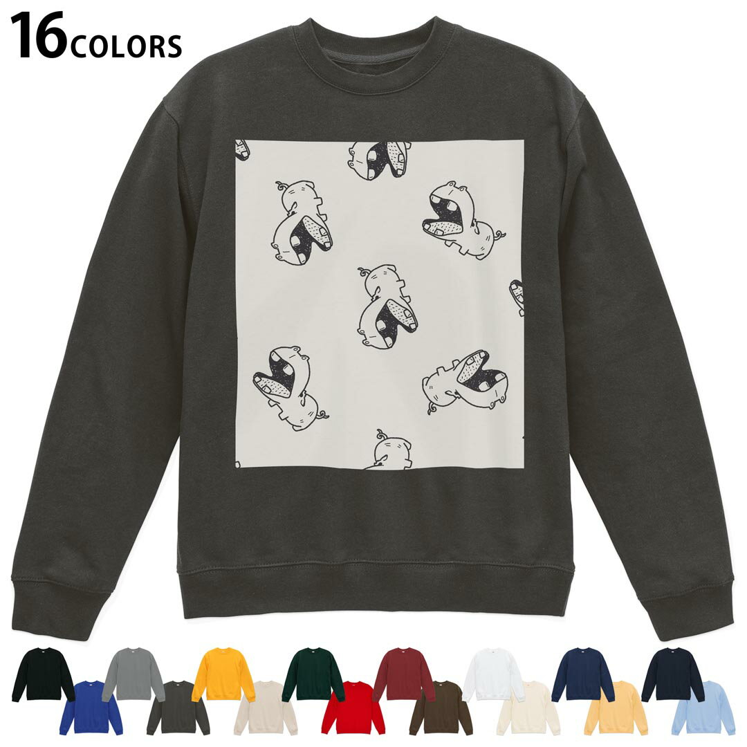 Japanese Pattern - 選べる16カラートレーナー メンズ レディース ユニセックス 長袖 デザイン S M L XL 2XL sweatshirt　trainer スウェット 010705 カバ　動物　イラスト