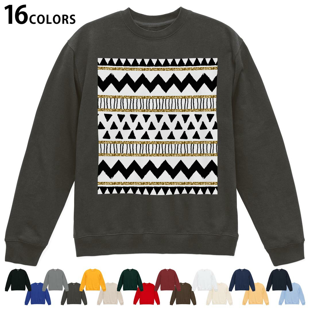 American Casual - 選べる16カラートレーナー メンズ レディース ユニセックス 長袖 デザイン S M L XL 2XL sweatshirt　trainer スウェット 012105 模様　幾何学模様　黒