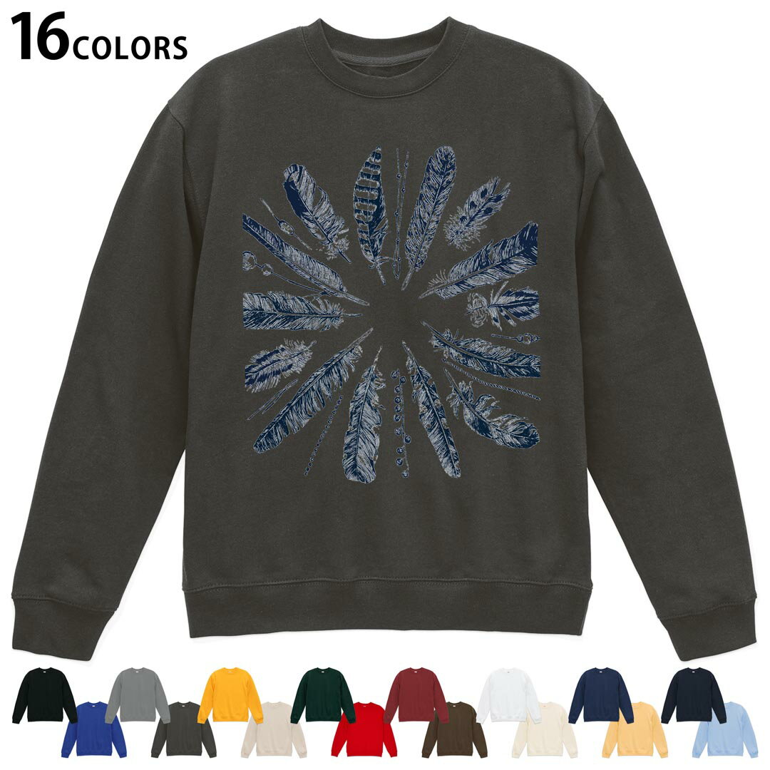 乐天商城 - 選べる16カラートレーナー メンズ レディース ユニセックス 長袖 デザイン S M L XL 2XL sweatshirt　trainer スウェット 014503 羽根　フェザー