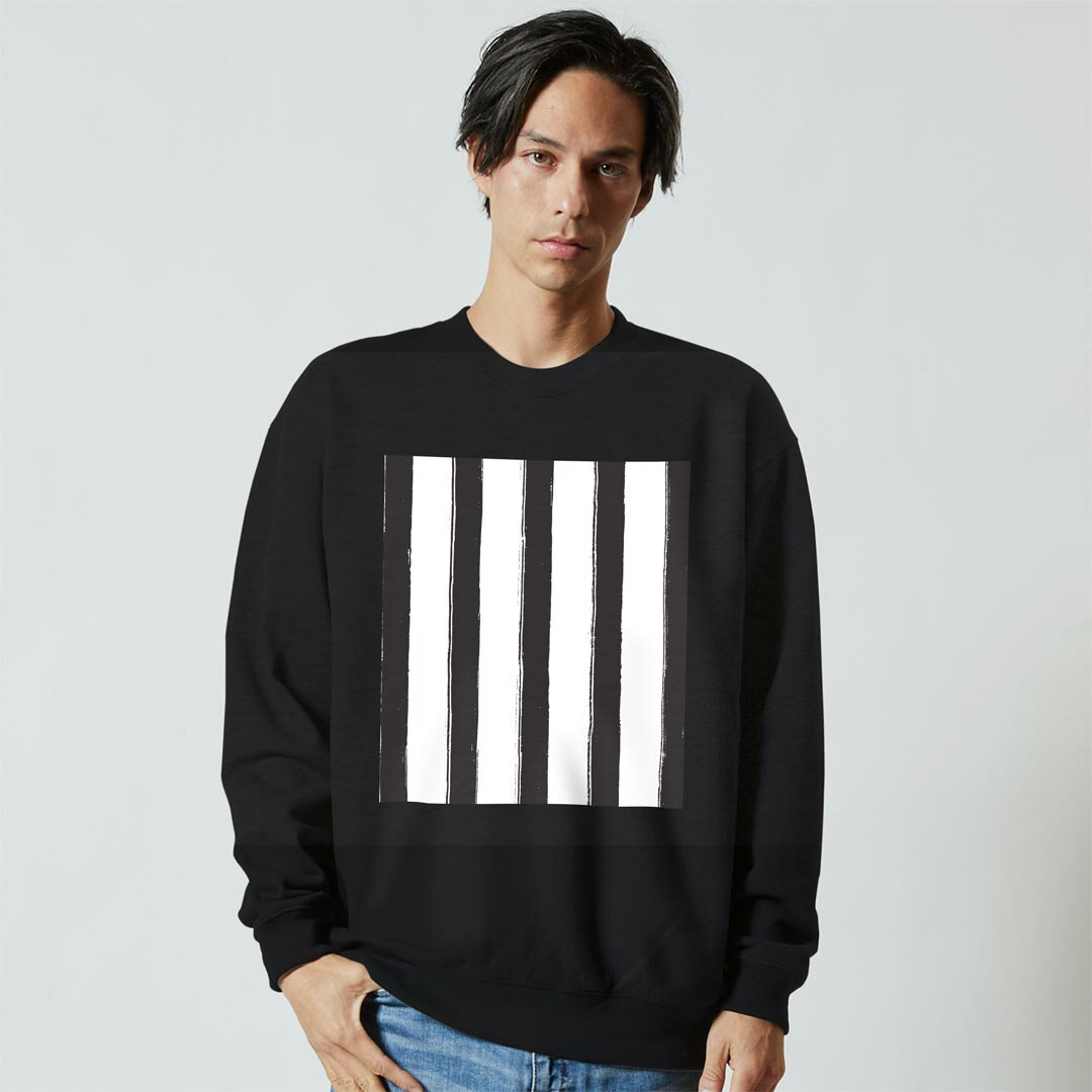 選べる16カラートレーナー メンズ レディース ユニセックス 長袖 デザイン S M L XL 2XL sweatshirt　trainer スウェット 012613 ストライプ　モノトーン　白黒 2